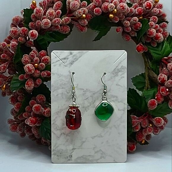 "5/$25" Mismatched Art Glass Beaded Dangle Earrings - Picture 1 of 9